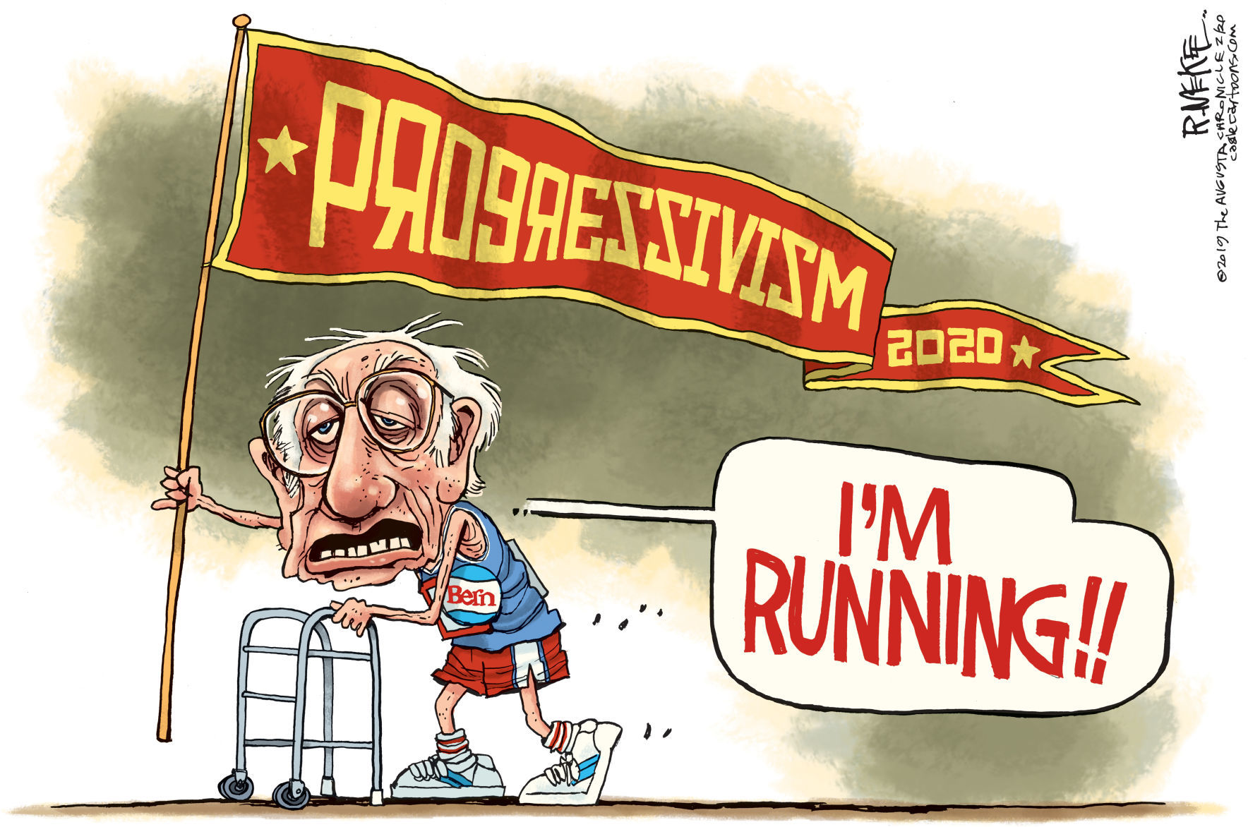 Bernie Running by Rick McKee, The Augusta Chronicle